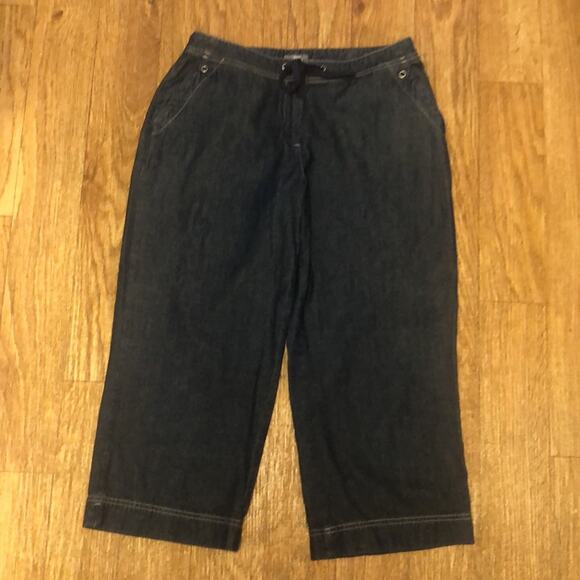 J. Jill Blue Tie Front Denim Trouser Pant Jeans Size 6P (Petite 6) - Picture 2 of 10